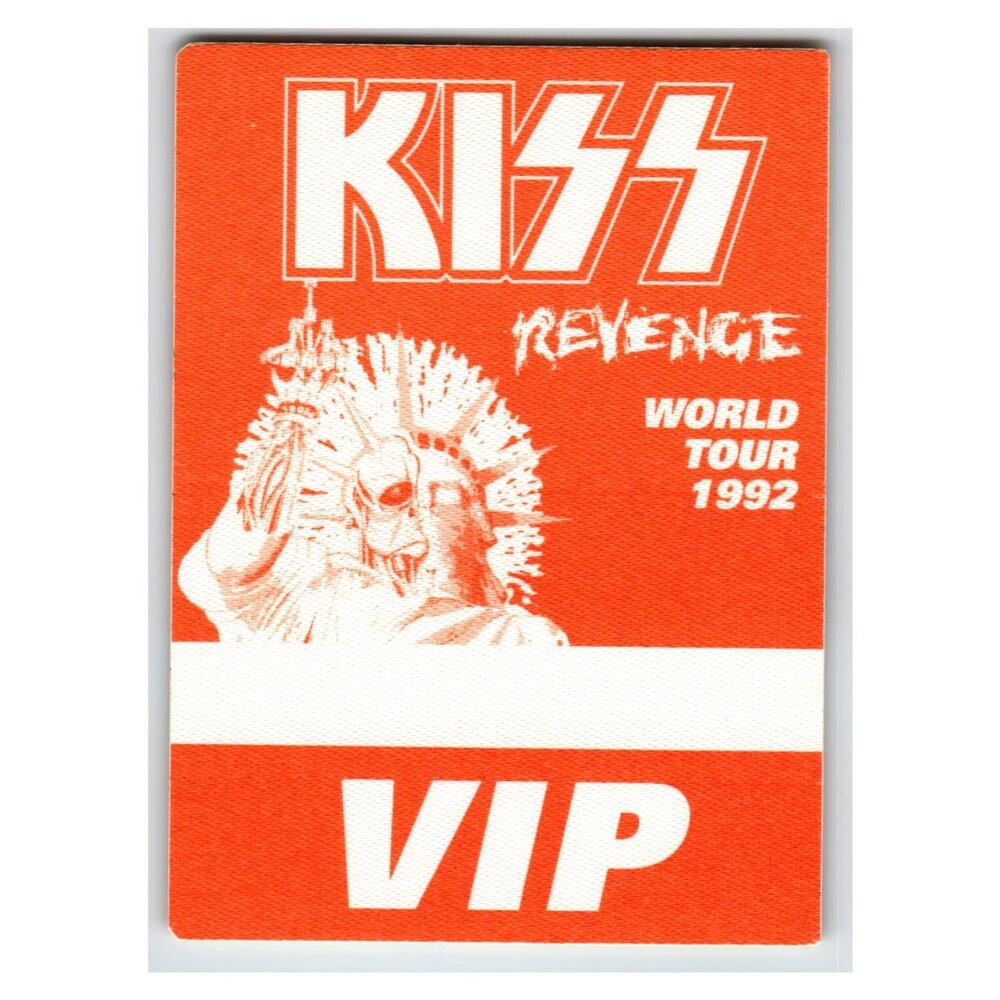 KISS Revenge World Tour 1992 VIP Pass Concert Music Memorabilia Orange